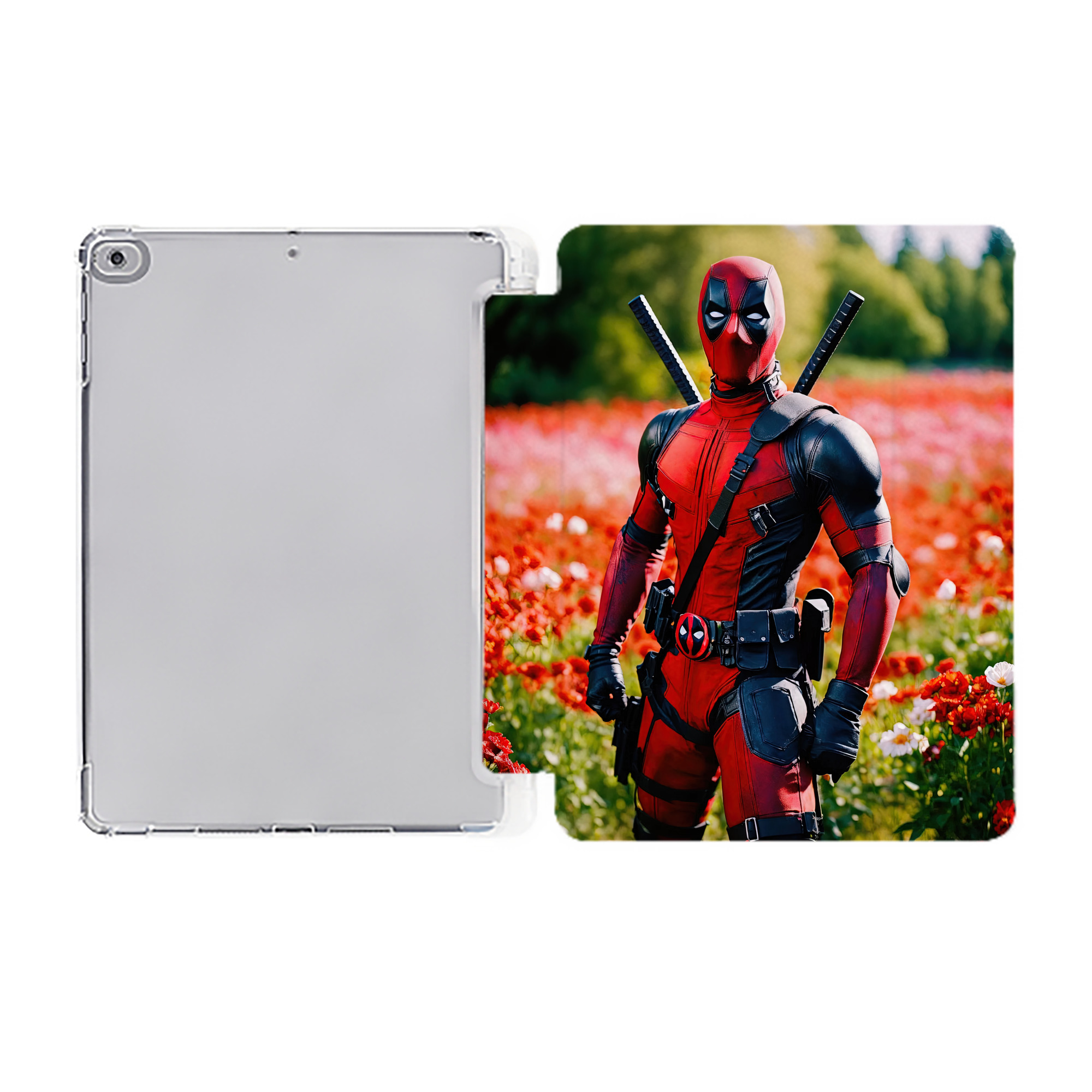 （画像用） Deadpool デッドプール IPad ケース ペン収納付き 三つ折りスタンド PUレザー×シリコン 対応機種9.5/10.5/10.9インチ